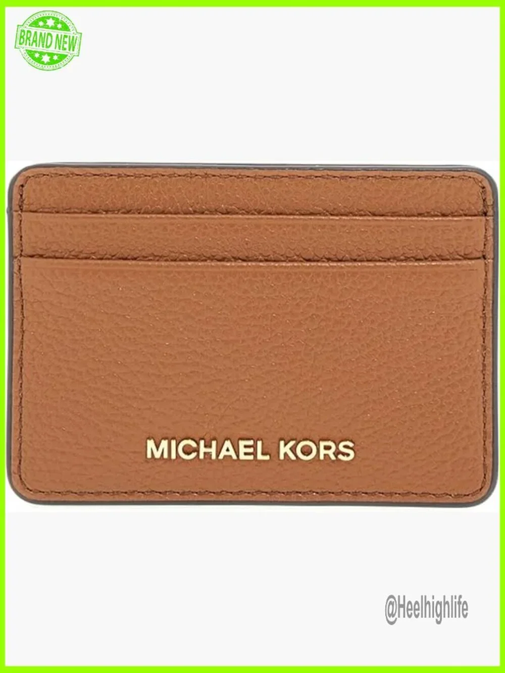 Pebbled Leather Card Holder with 5 Compartments, Compact Wallet